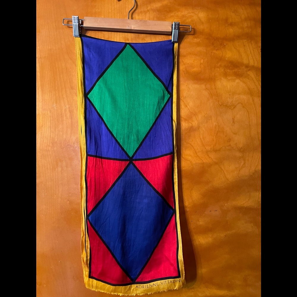 Adrienne Vittadini Diamond Colorblock Silk Scarf🖤 - Picture 5 of 8